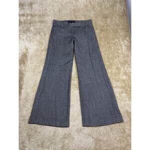 French Connection Low Rise Wide Leg Trousers 6 Heathered Gray Wool Blend A494